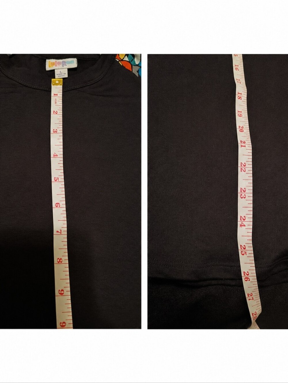 LuLaRoe Randy Top Large Black Colorful Raglan 3/4 Sleeve Shirt - Picture 3 of 5